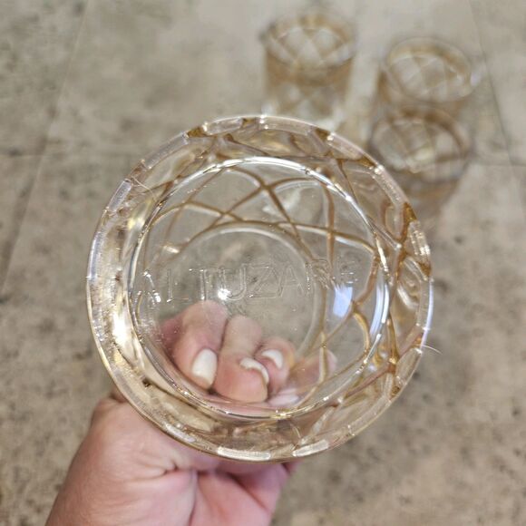 4 Altuzarra 18K Gold Lattice Low Ball Cocktail Glasses Hollywood Regency VTG - Picture 5 of 7
